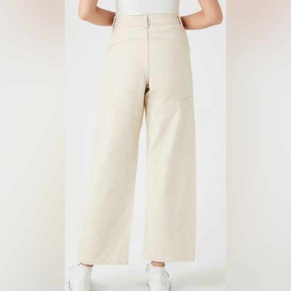 NWT Forever 21 Cream Twill High Rise Straight Leg Pants Size XL - Picture 2 of 9